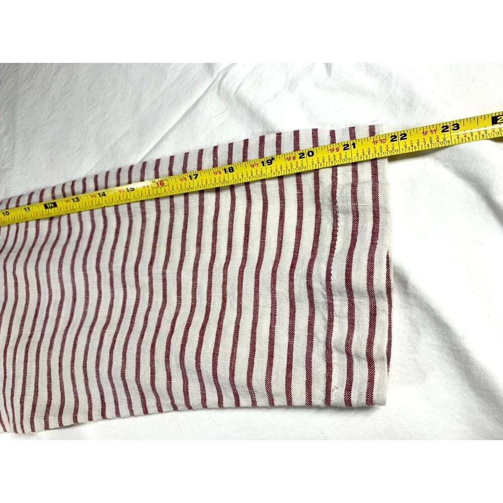 Artisan NY 100% Linen Top Womens L Burgundy White Striped Long Sleeve Boat Neck - Picture 6 of 9